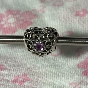 Pandora heart birthstone charm, February, purple